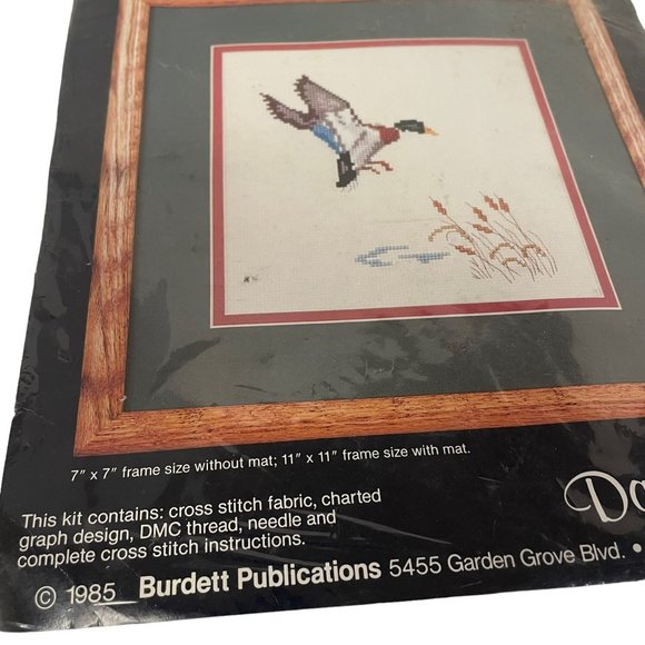 Vintage 1985 Dale Burdett Cross-Stitch Kit CK229"Flying Mallard with Cattails - Picture 3 of 8